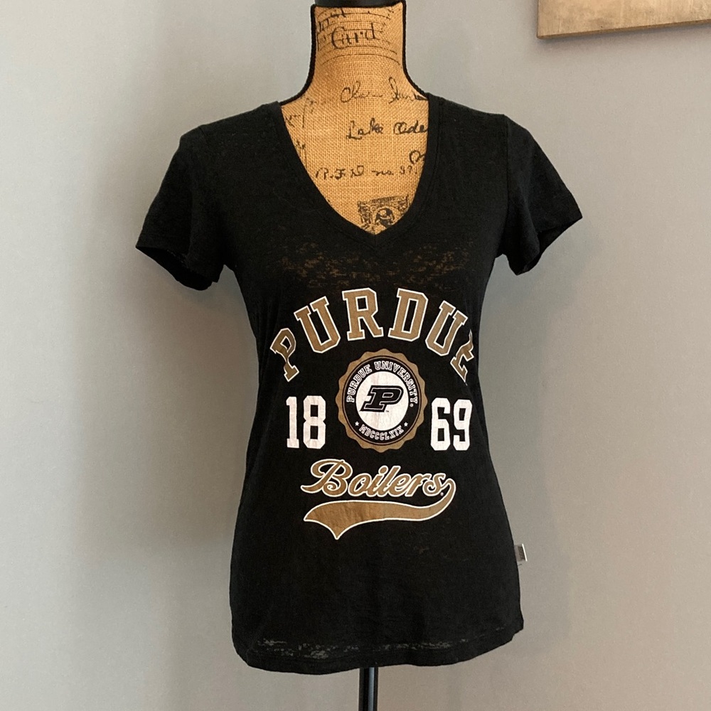 Soffe Black Purdue Boilermakers V-Neck Tee Women Size Medium
